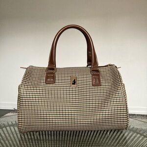 London Fog Duffel bag in brown check plaid